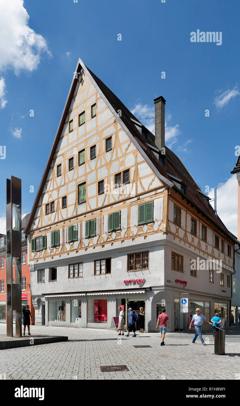 Former guild house of weavers, weaving guild house, Memmingen, Swabia, Bavaria, Germany Stock Photo