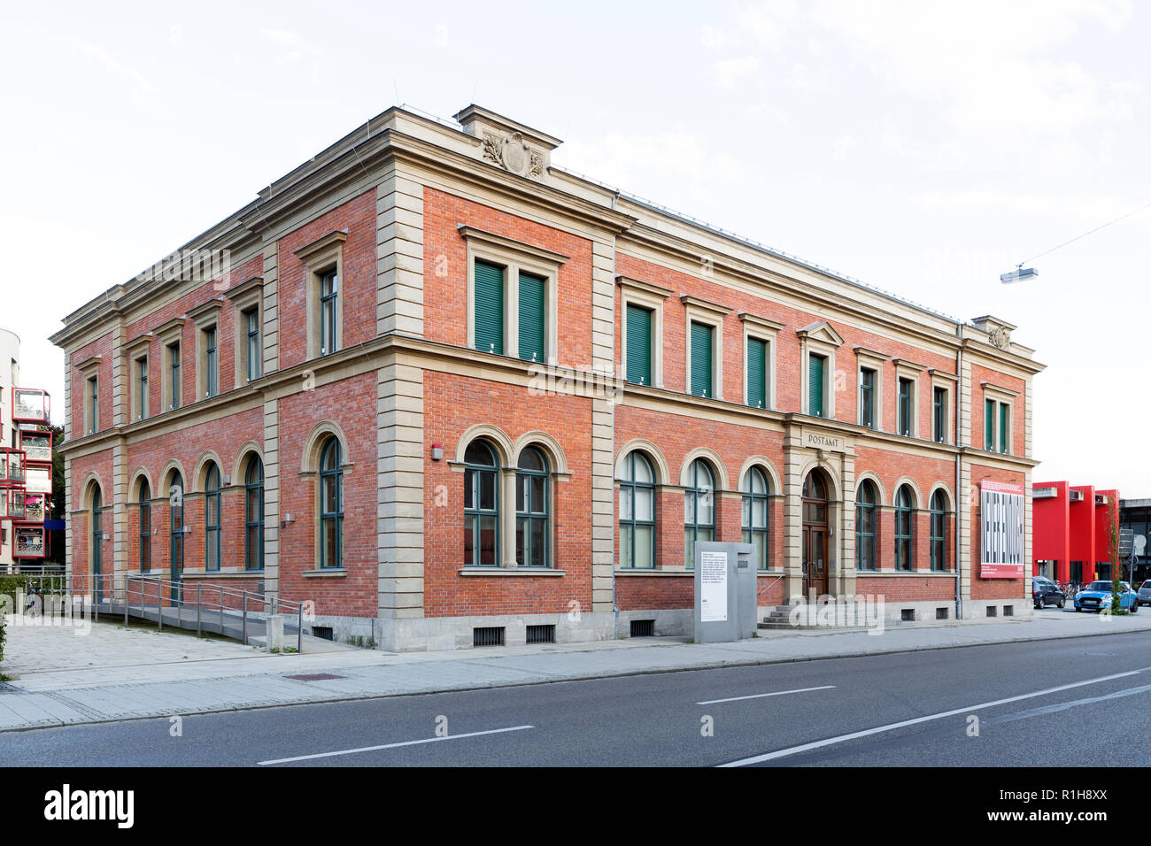 Former Royal Bavarian Post Office, today MEWO-art exhibition hall, Memmingen, Swabia, Bavaria, Germany Stock Photo