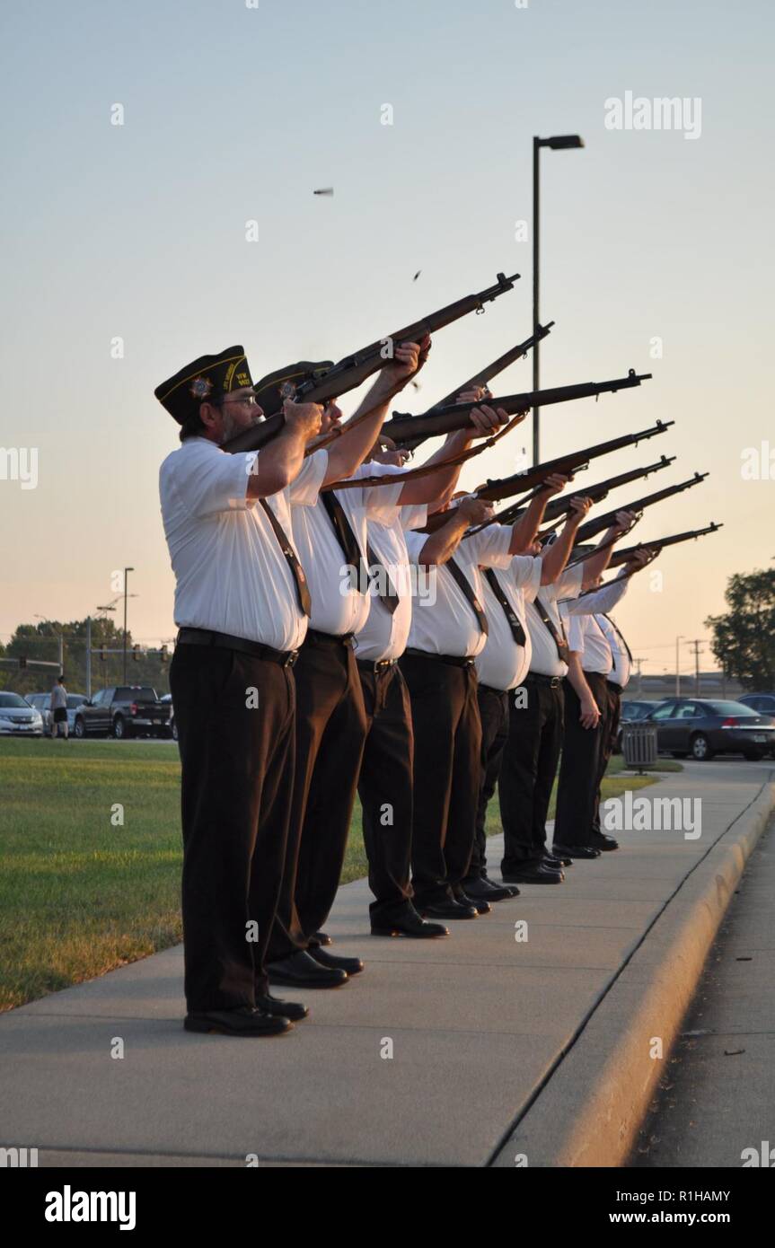 Members of Veterans of Foreign Wars Post 9627 in Odon, Indiana conduct