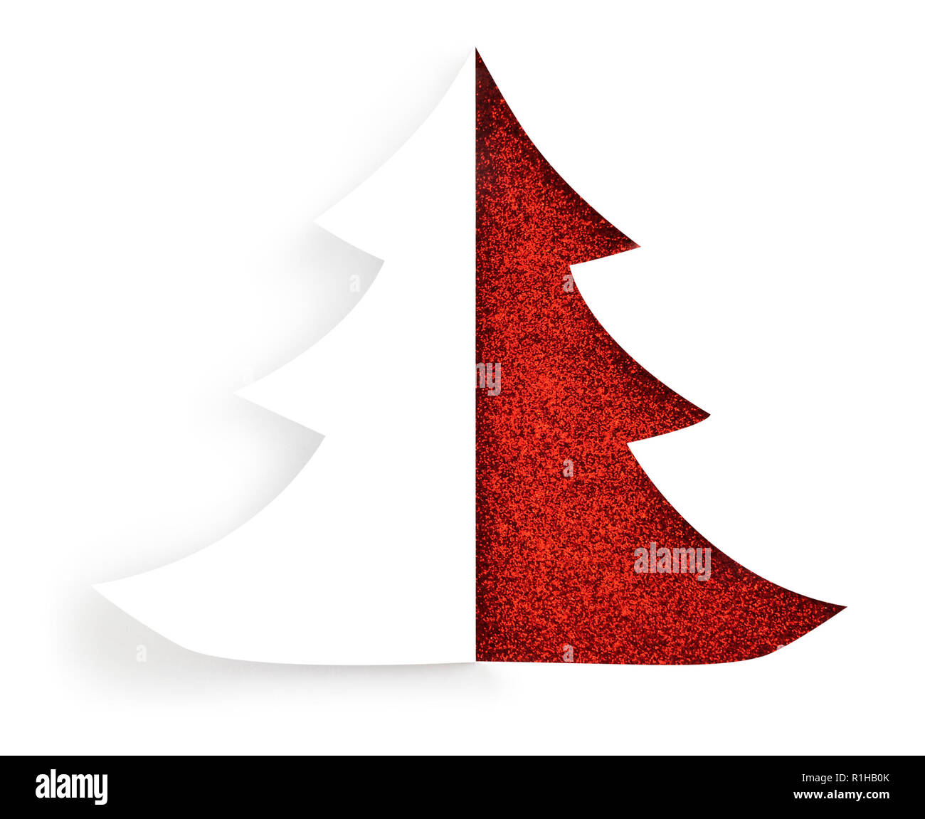 Isolated christmas glittering tree cut out design on a white background
