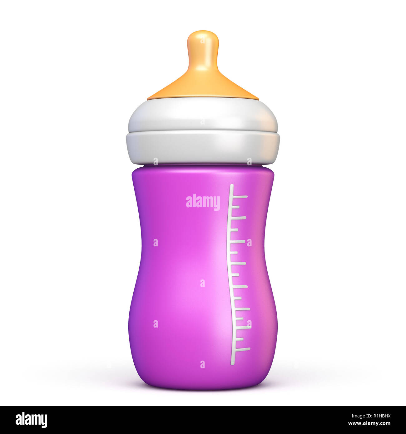 Pink baby bottle 3D rendering illustration isolated on white background ...