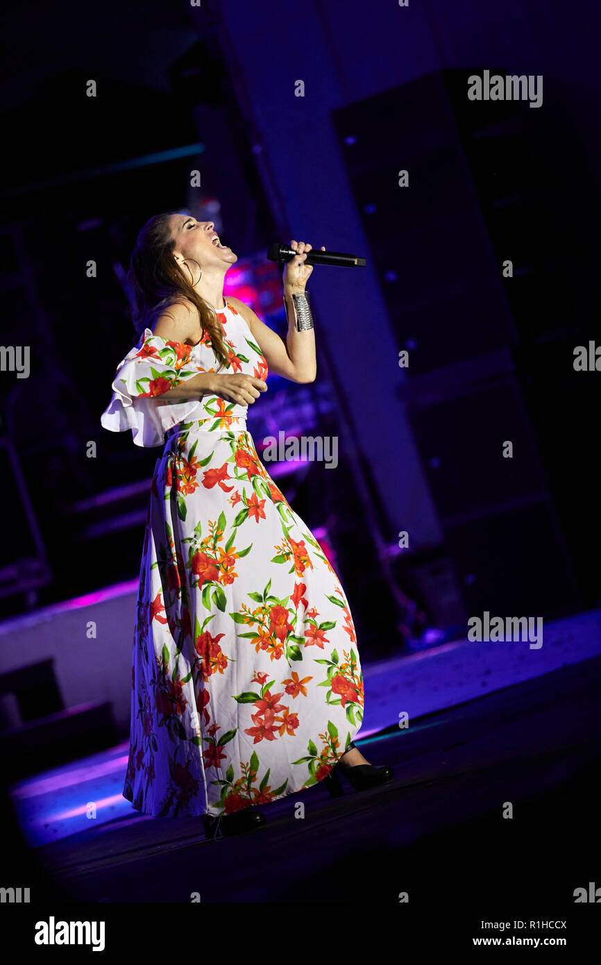 MENDOZA, ARGENTINE, November 11, 2018. Recital Soledad Pastorutti, the Tupungato department celebrated its 160th anniversary of its creation, Greek th Stock Photo