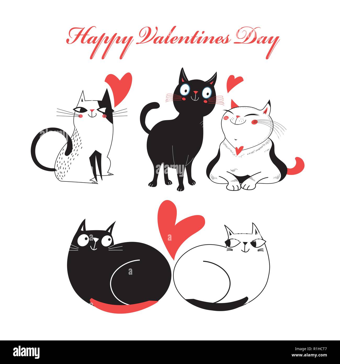 Seamless pattern of cute cat girl and Valentine elements vector cartoon  illustration for Valentine wrapping paper, kid fabric clothes, and  wallpaper Stock Vector