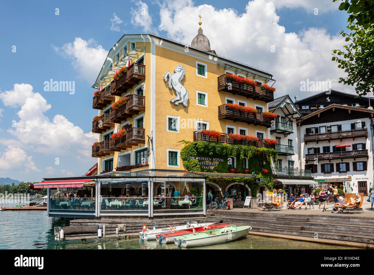 The White Horse Inn, St Wolfgang im Salzkammergut, Austria Stock Photo