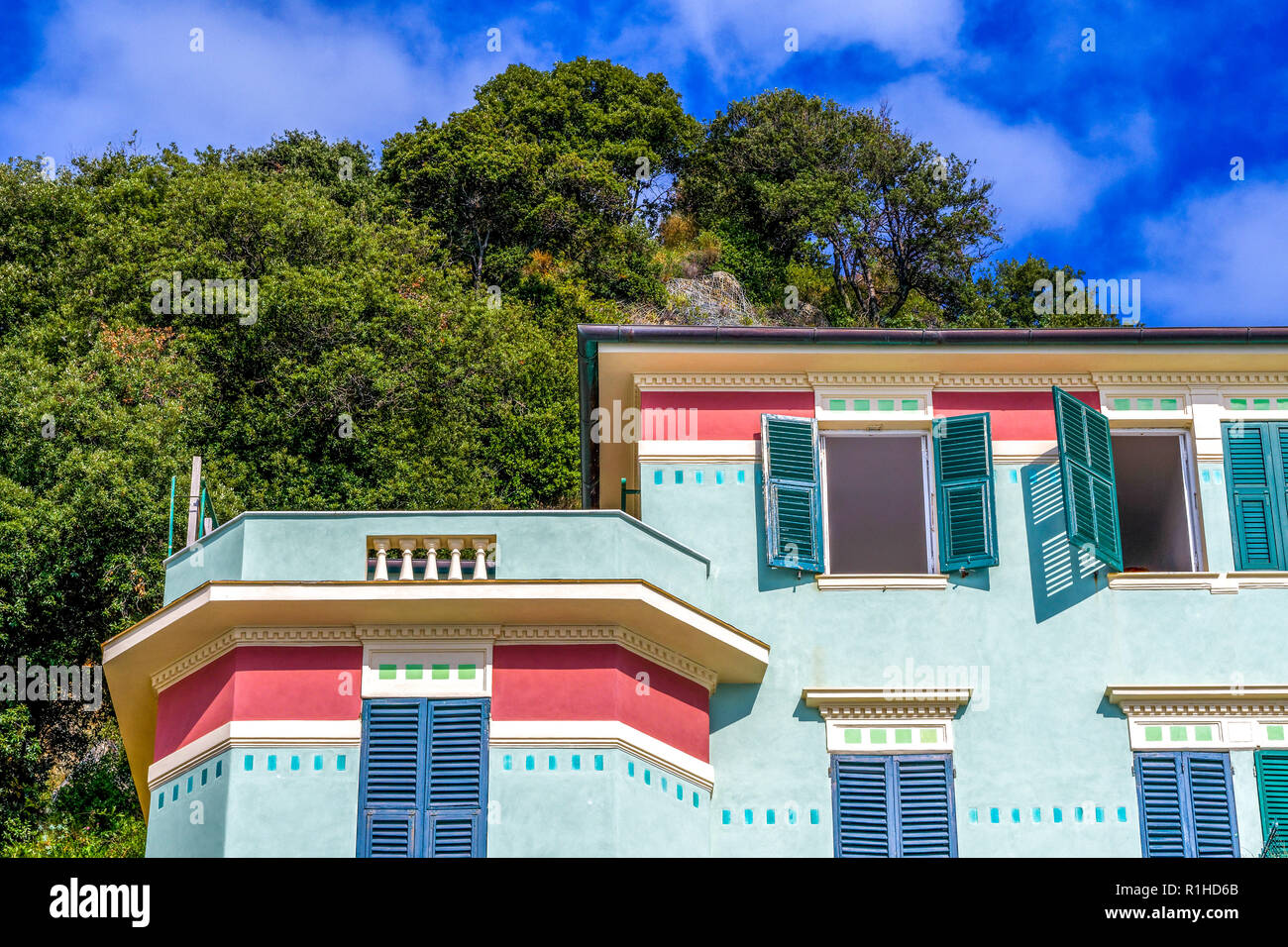 Colorful house close up in Monterosso Al Mare Italy Stock Photo Alamy