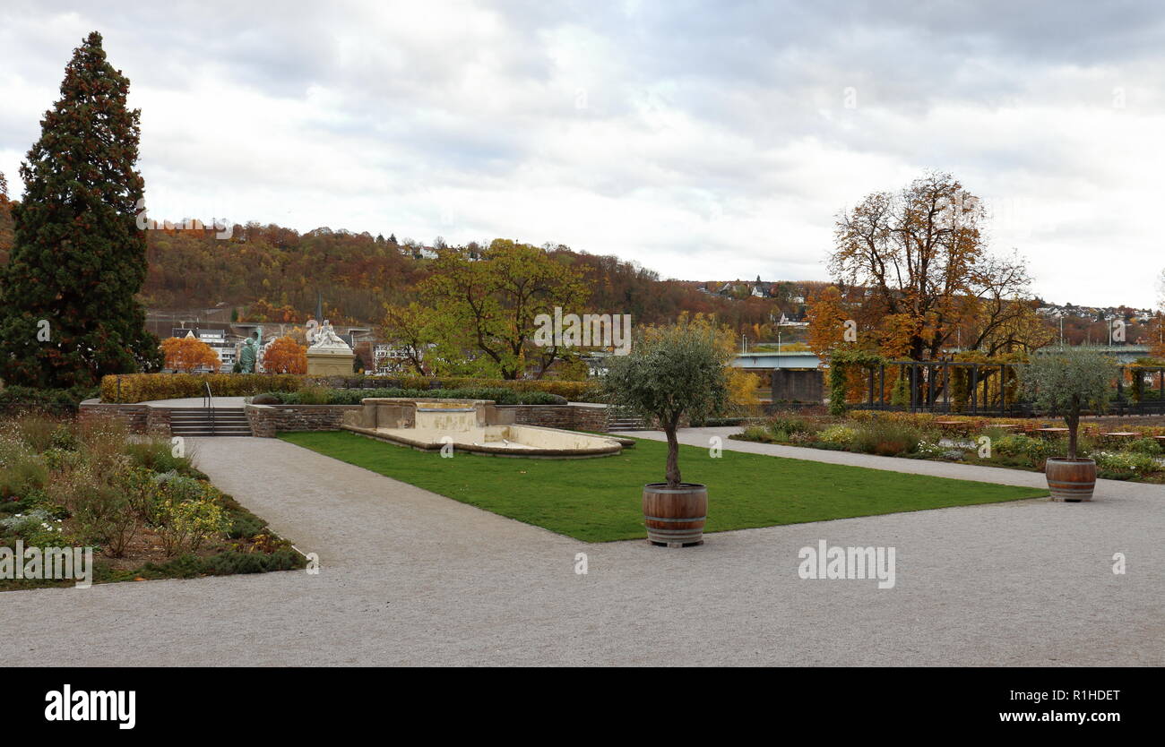 Taken in the gardens of the Kurfürstliches Schloss (Electoral Palace) in Koblenz, Germany. Stock Photo