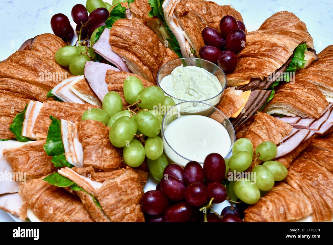 Croissant sandwiches party tray Stock Photo
