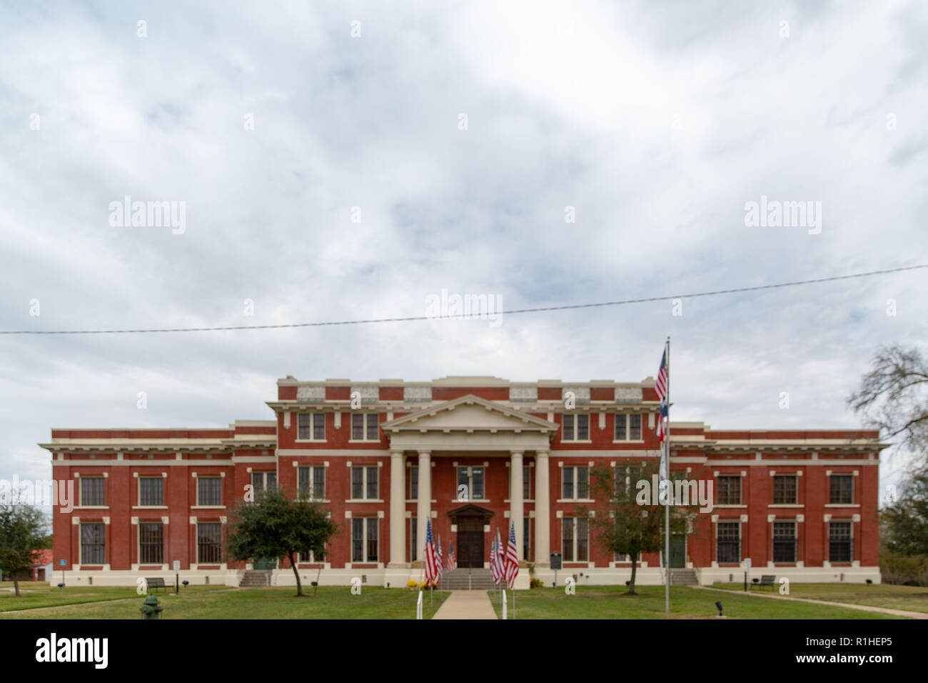 Historic 1914 Trinity County Courthouse in Groveton Texas Stock Photo