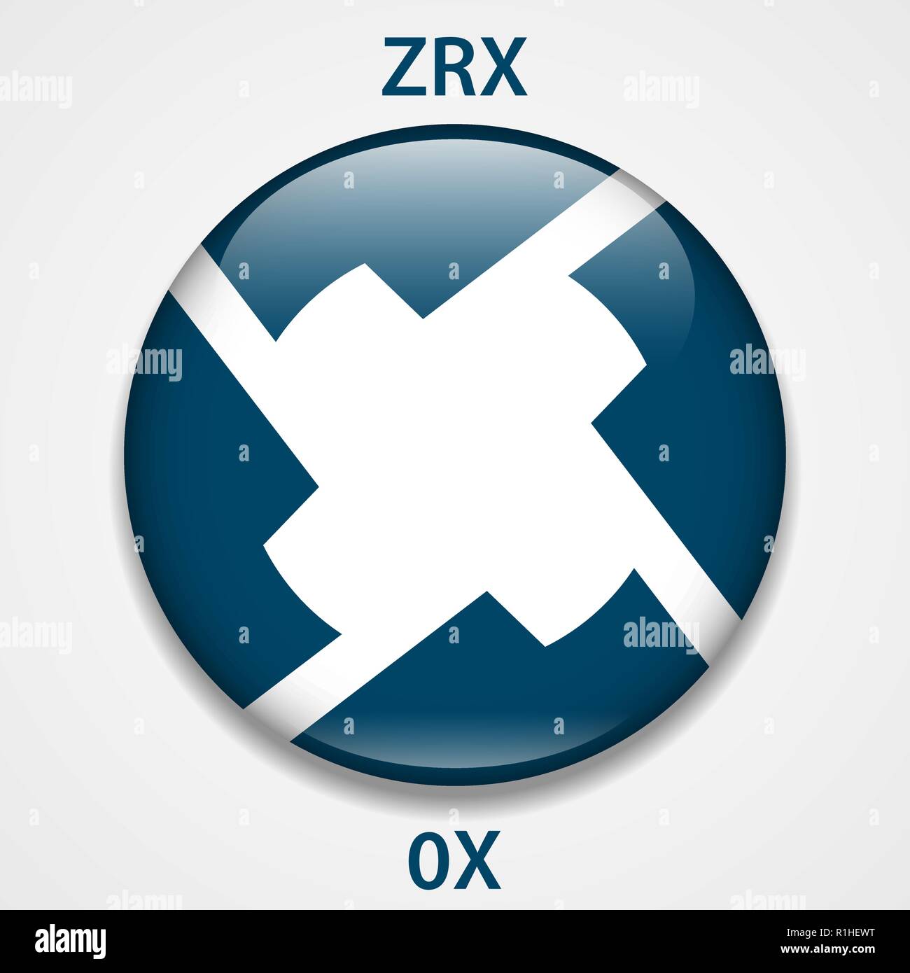 Zrx Coin Cryptocurrency Blockchain Icon Virtual Electronic Internet Money Or Cryptocoin Symbol 4819