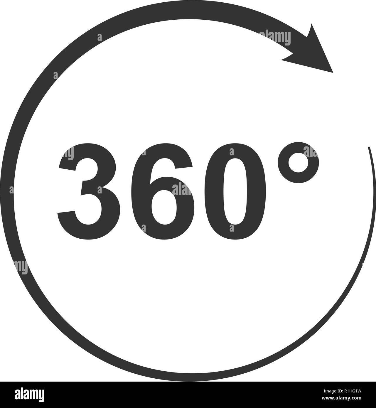 Icon of Angle 360 degrees video panaramic view symbol. Stock Vector