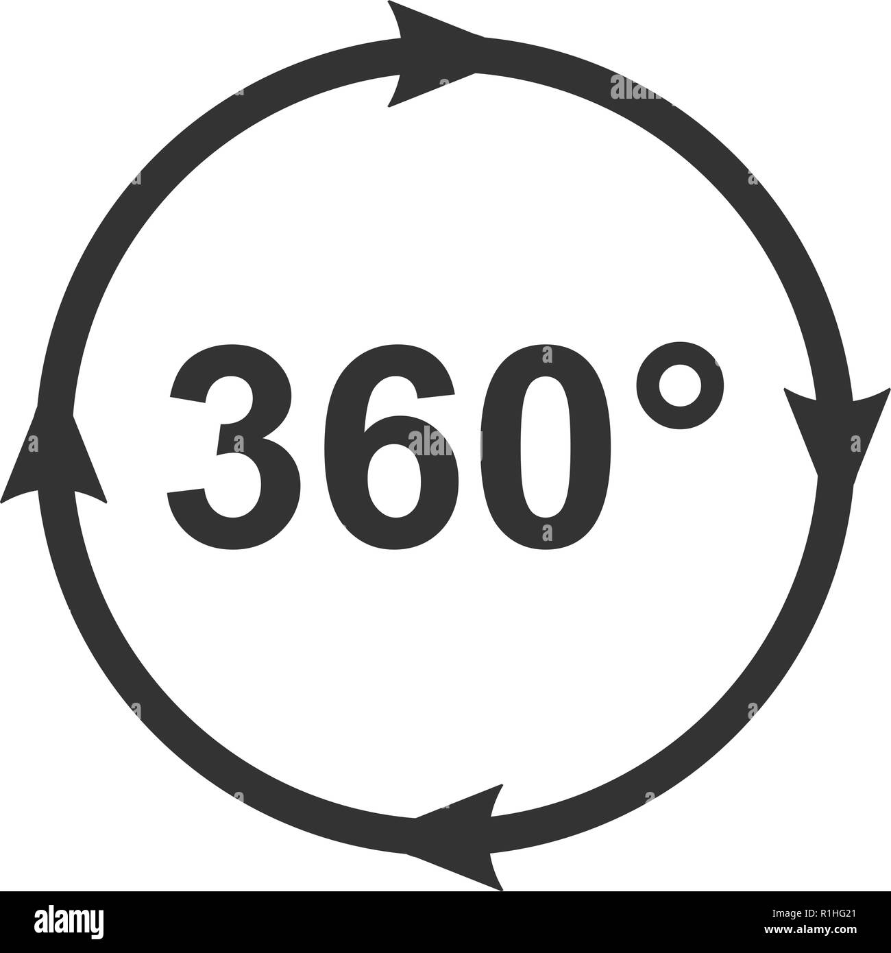 Icon of Angle 360 degrees video panaramic view symbol. Stock Vector