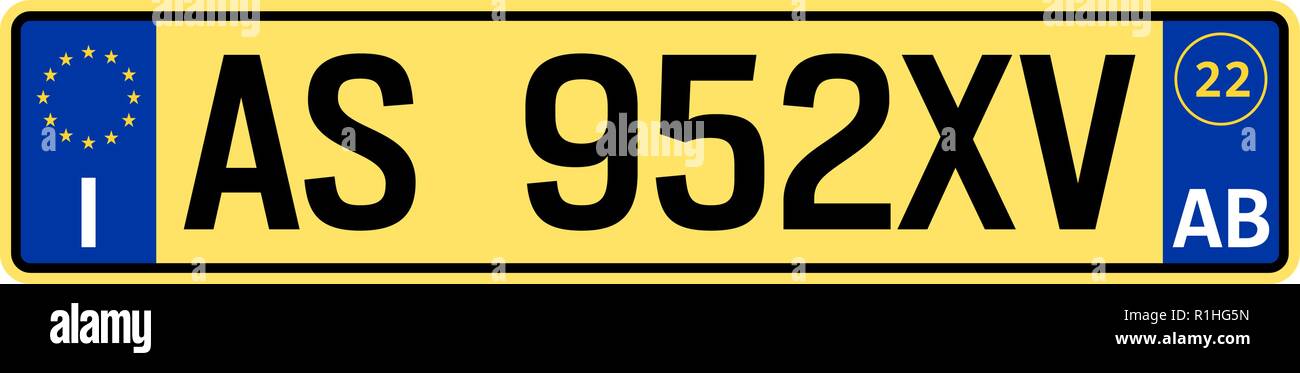 Italy car plate. Vehicle registration number Stock Vector Image & Art