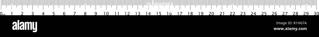 Ruler 30 cm grid template. Measuring tool graduation. Metric Centimeter size indicators. Stock Vector