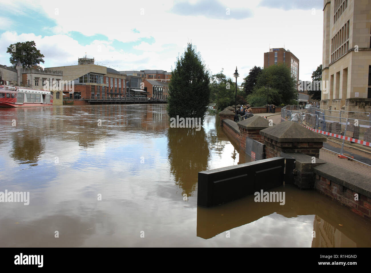 Heavy flooding as seen from the Aviva building in York, North Yorkshire. Stock Photo