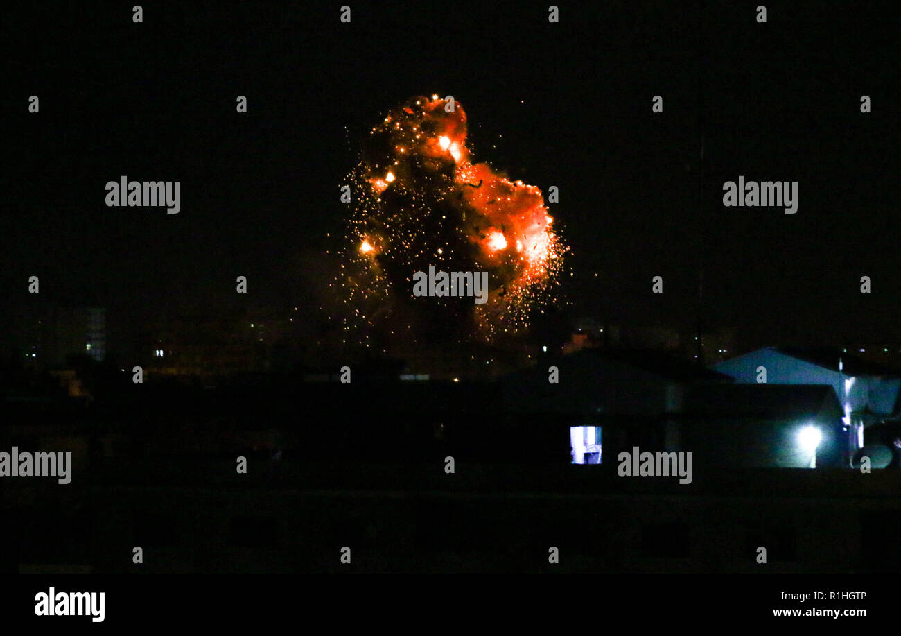 Smoke In The Sky Seen During The Moment Of Targeting Al Aqsa Tv In Gaza City By Israeli Planes Stock Photo Alamy