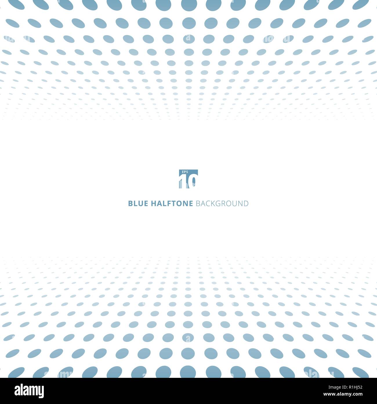 Abstract blue dots halftone perspective on white background with copy ...