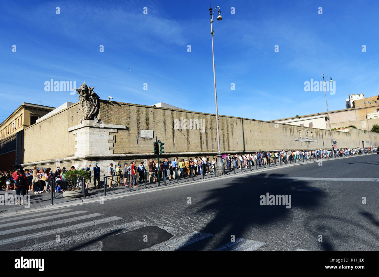 Tourist lining up for a free entry to the Vatican museum on the last Sunday of June. Stock Photo