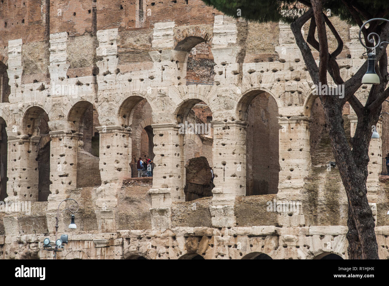 Mad clouds and Coliseum old building in Rome city, Italy Stock Photo