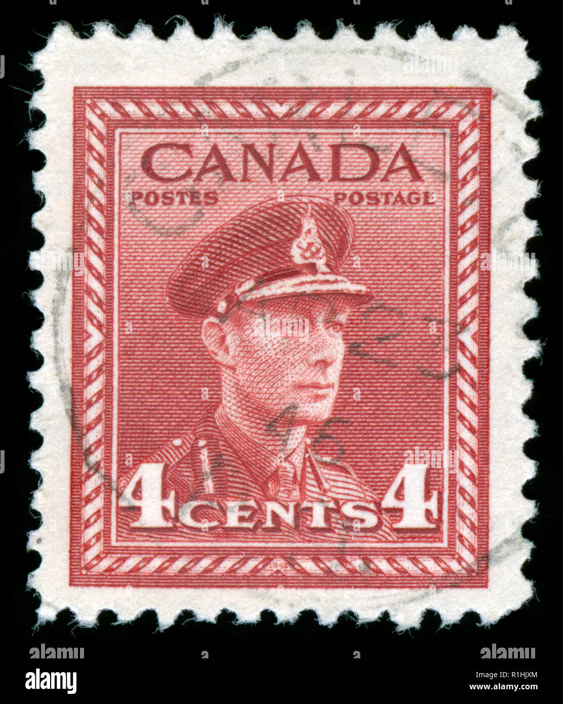Postmarked stamp from Canada in the King VI 194248 "War Effort