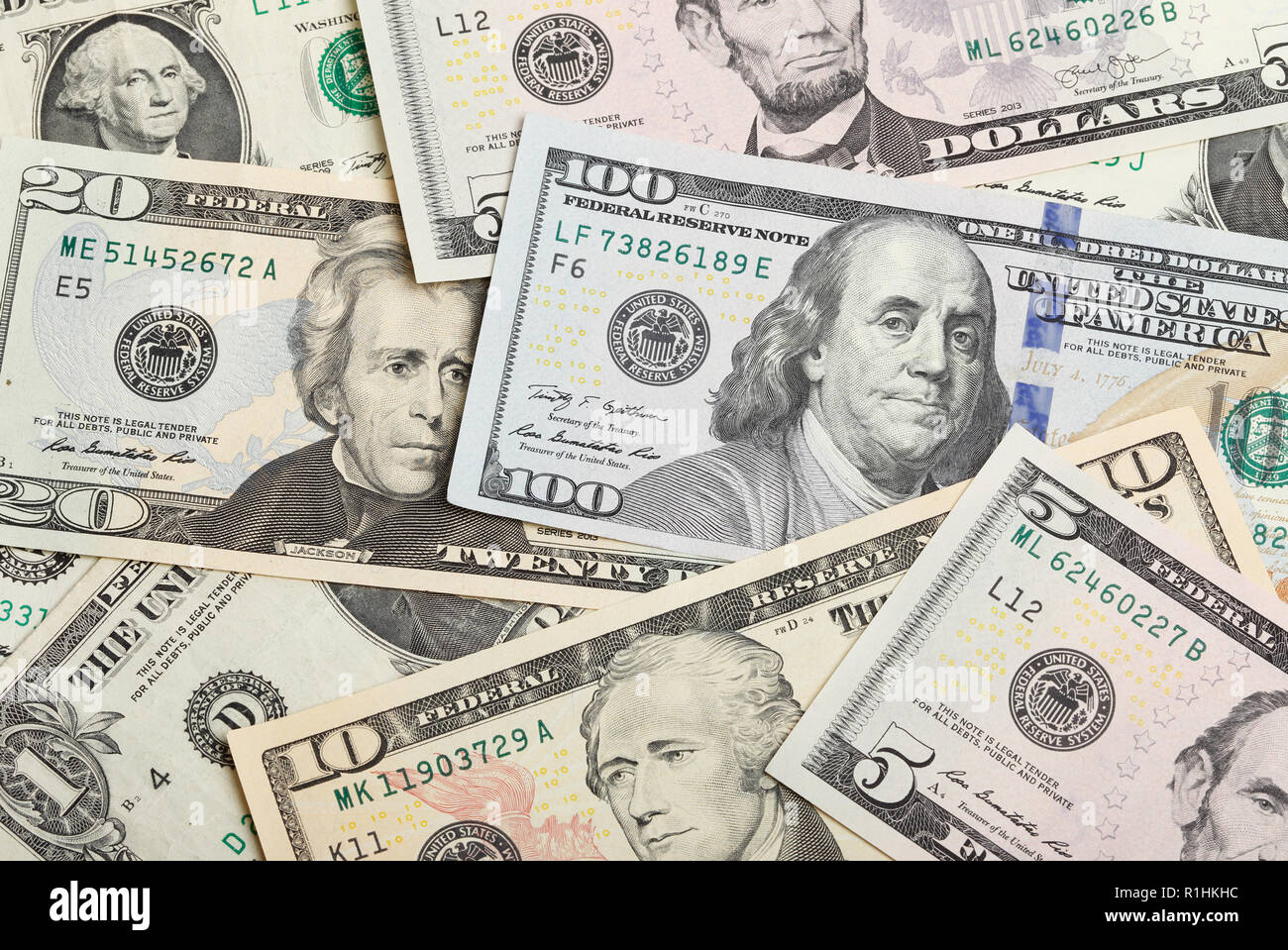 Full frame image with U.S. Dollars banknontes. Stock Photo