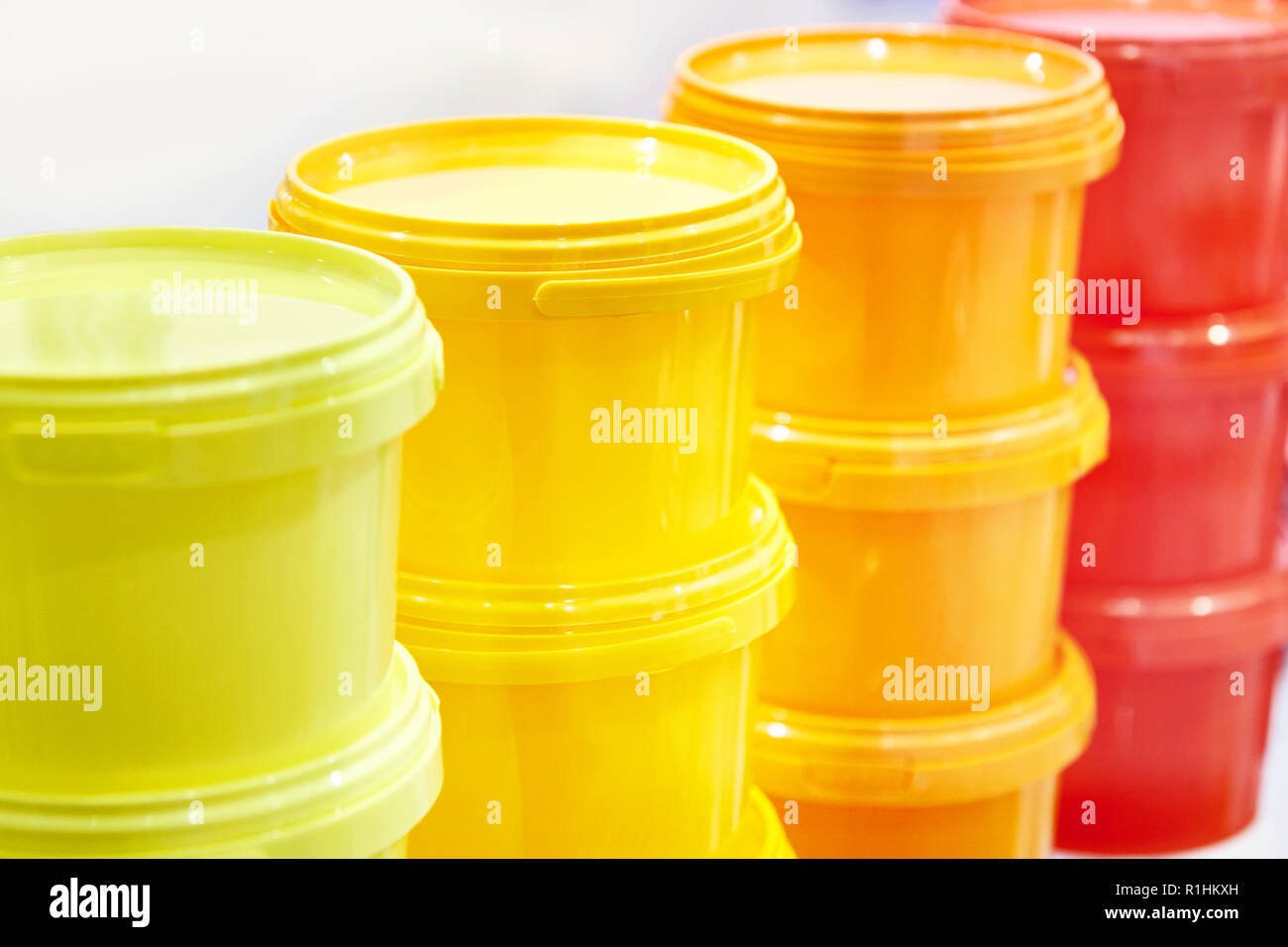 Color plastic store containers for storing and transporting food Stock