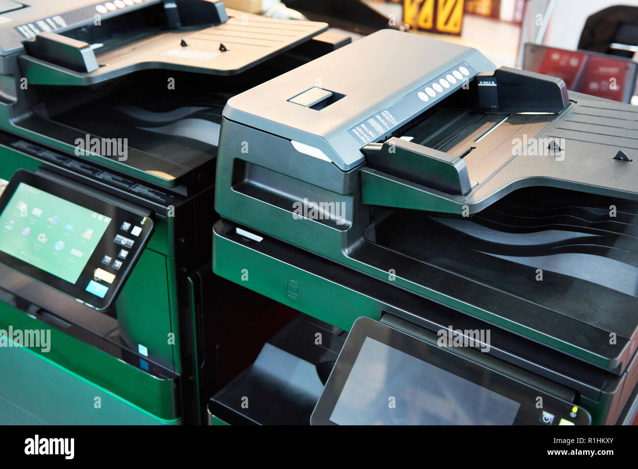 Office equipment printers and copiers Stock Photo