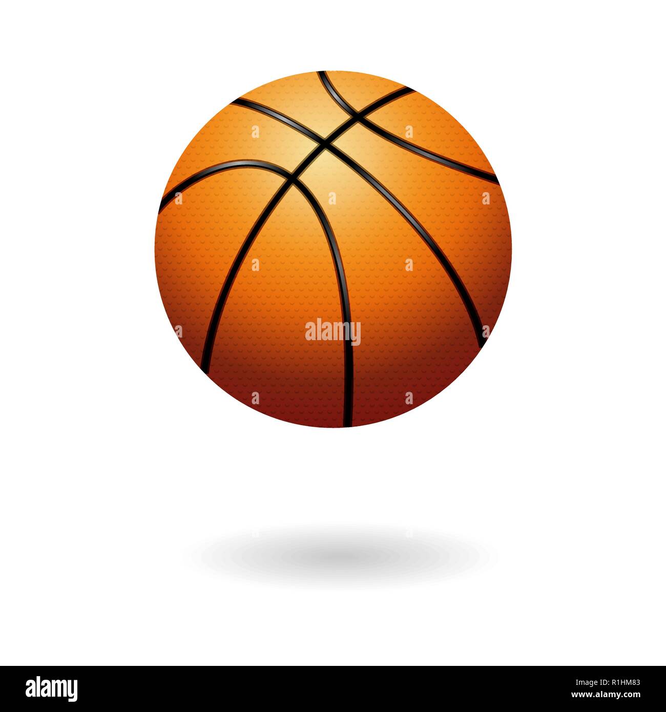 Orange basketball with shadow isolated on white background Stock Vector