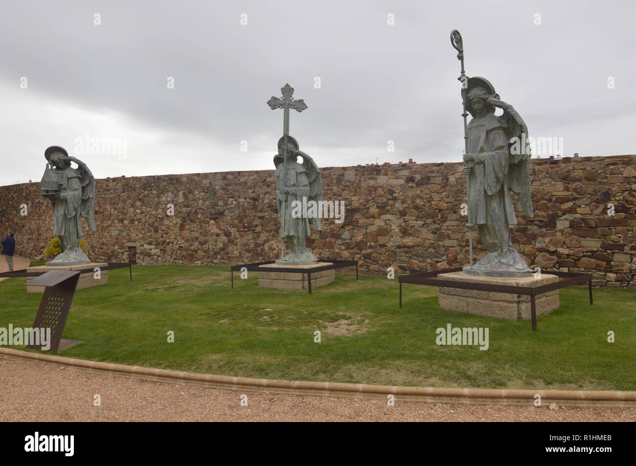 Statues Of Angels In The Gardens Of The Episcopal Palace Of Gaudi In Astorga. Architecture, History, Camino De Santiago, Travel, Street Photography. N Stock Photo