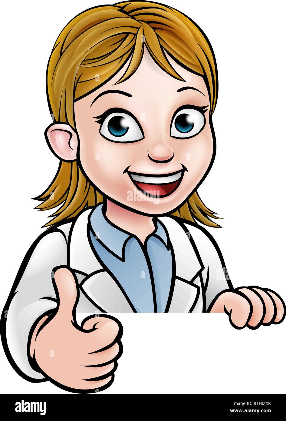 Thumbs Up Scientist Cartoon Character Sign Stock Vector