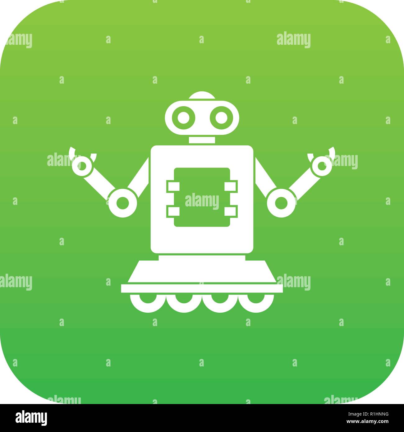 Cyborg on wheels icon digital green Stock Vector