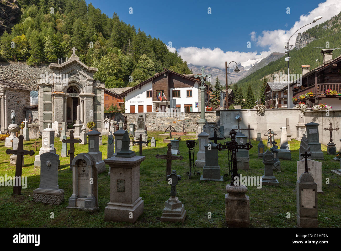 cemetery of Walser village in Gressoney la Trinité Stock Photo