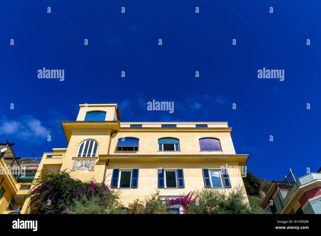 Colorful house close up in Monterosso Al Mare Italy Stock Photo Alamy
