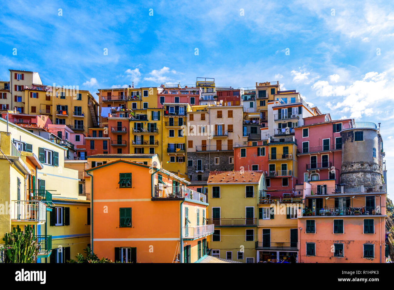 Colorful houses in Manarola Village Italy Stock Photo Alamy