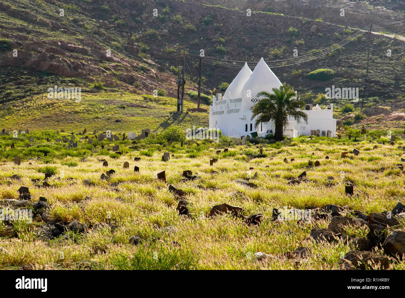 Exterior of Tomb of Bin Ali, prophet of Islamoutside Mirbat, Oman. Stock Photo