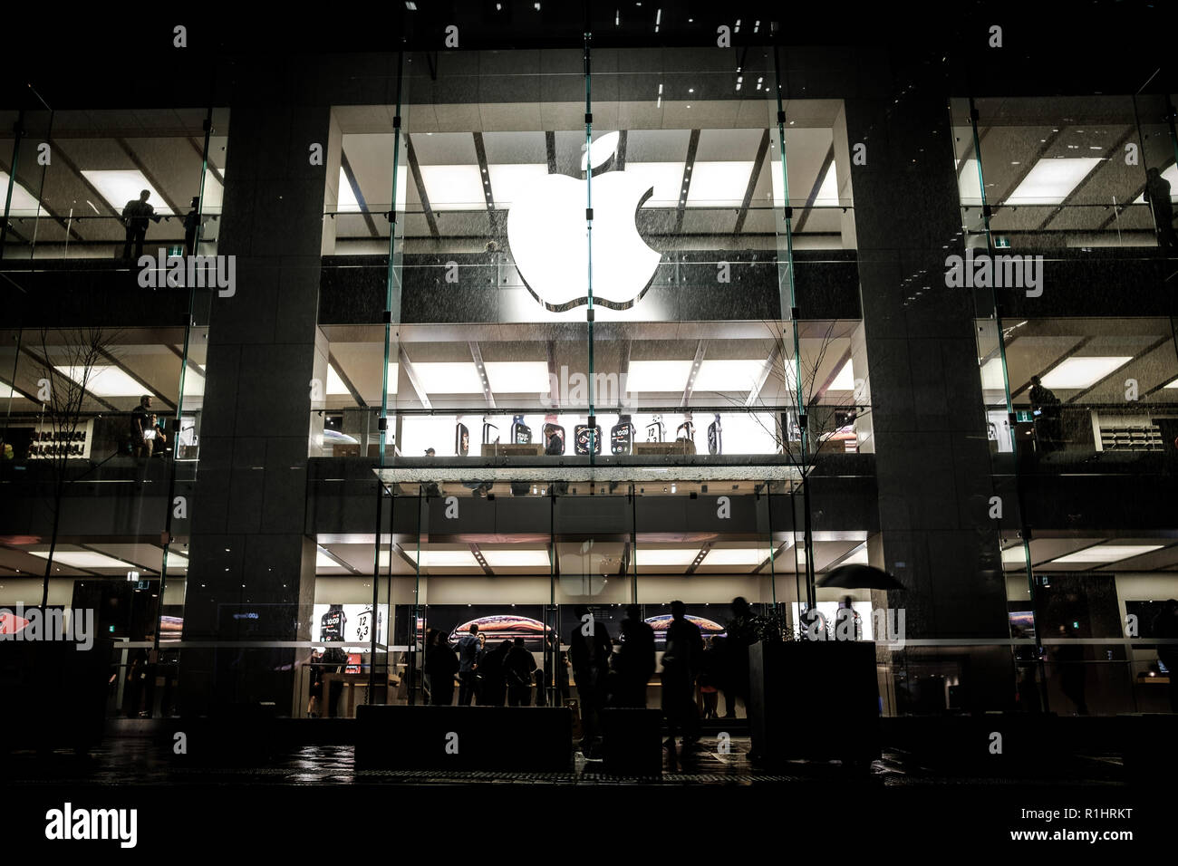 Entrance of Apple store seen on George street in Sydney, Australia. Stock Photo
