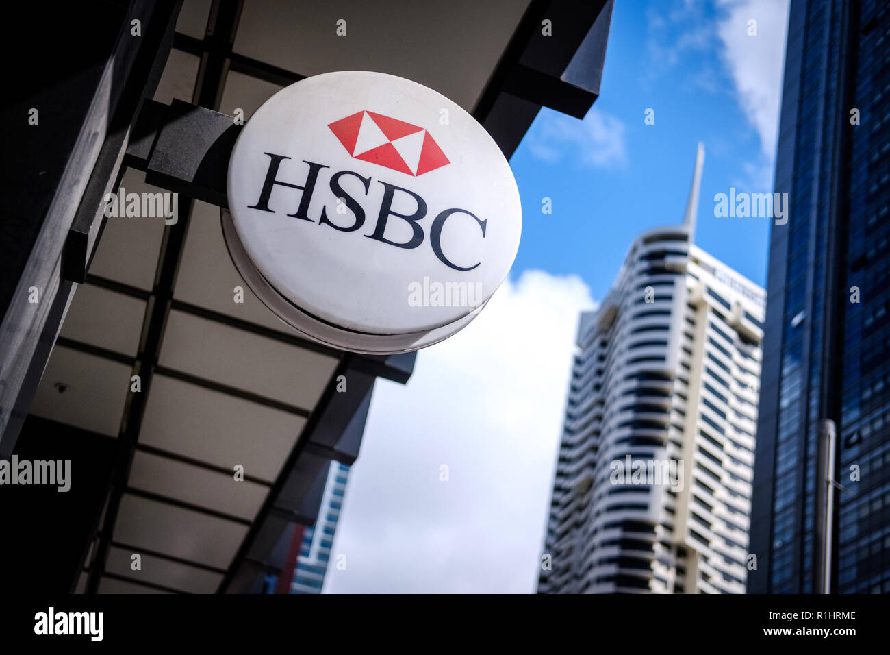 HSBC Bank logo seen in Sydney, Australia. Stock Photo