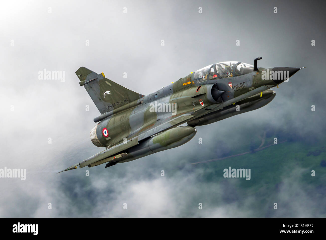 France Air Force MIRAGE 2000 in flight. Photographed at Royal International Air Tattoo (RIAT) Stock Photo