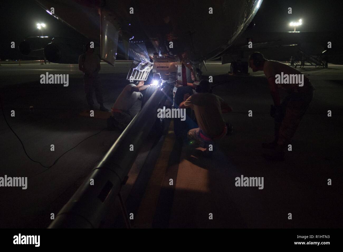 U S Air Force Aircraft Maintenance Personnel From Team Jstars Robins Air Force Base Georgia Prepare To