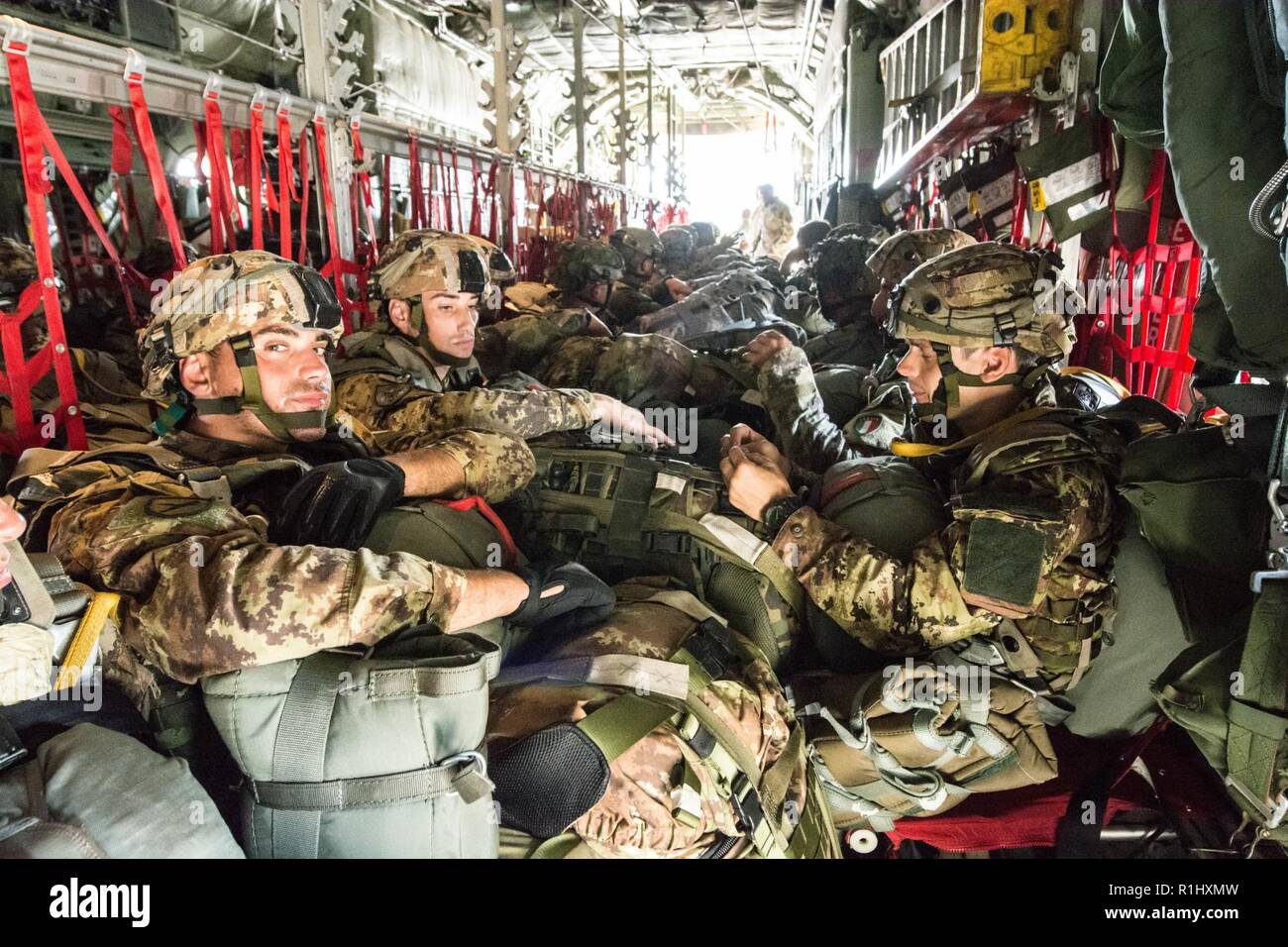 U.S. Army paratroopers with the 173rd Airborne Brigade board a