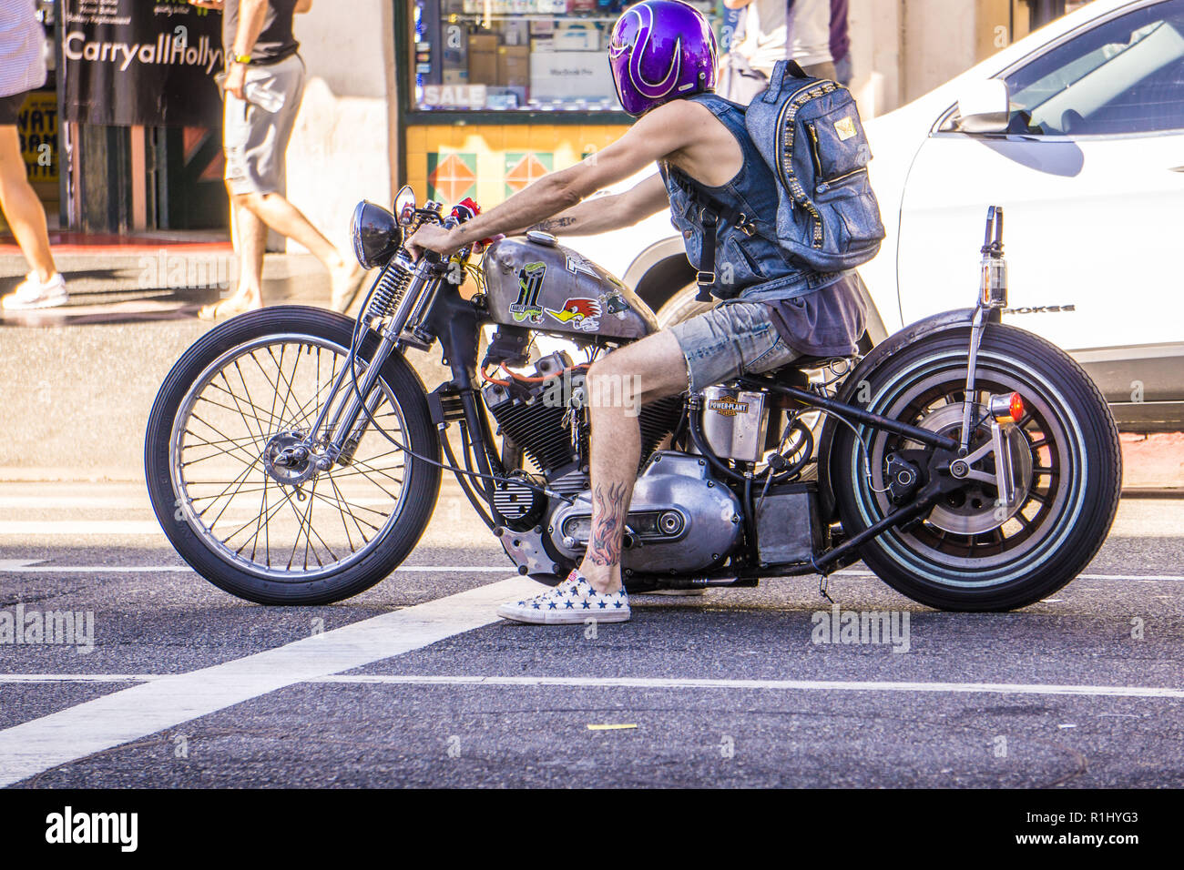 A custom motorcycle in California Stock Photo