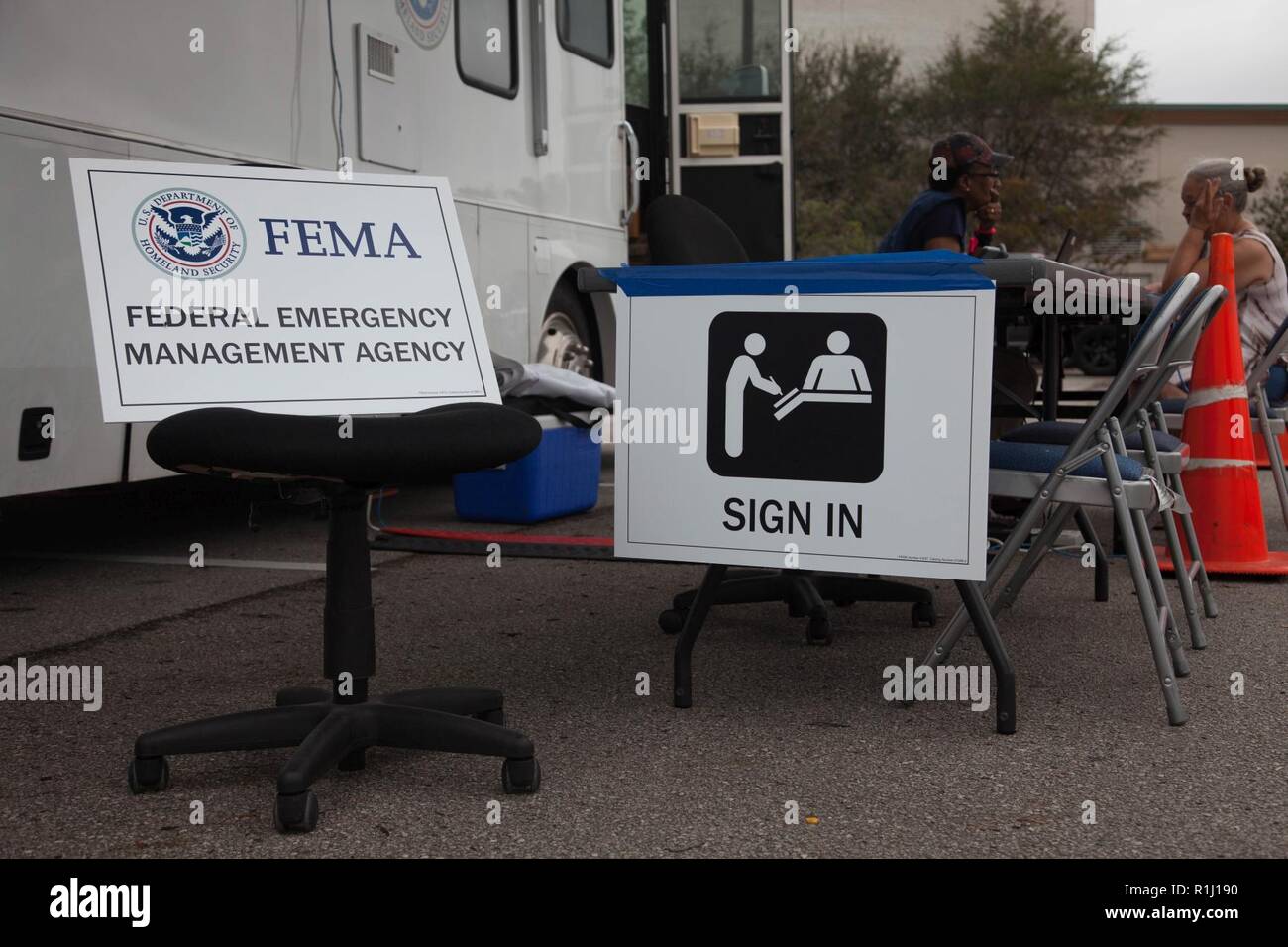 FEMA, Small Business Administration and state and local agencies set up a Mobile Registration Intake Center at Independence Mall parking lot in Wilmington, NC, Sept. 24, 2018. Spc. Tianna S. Isreal/CAISE Stock Photo