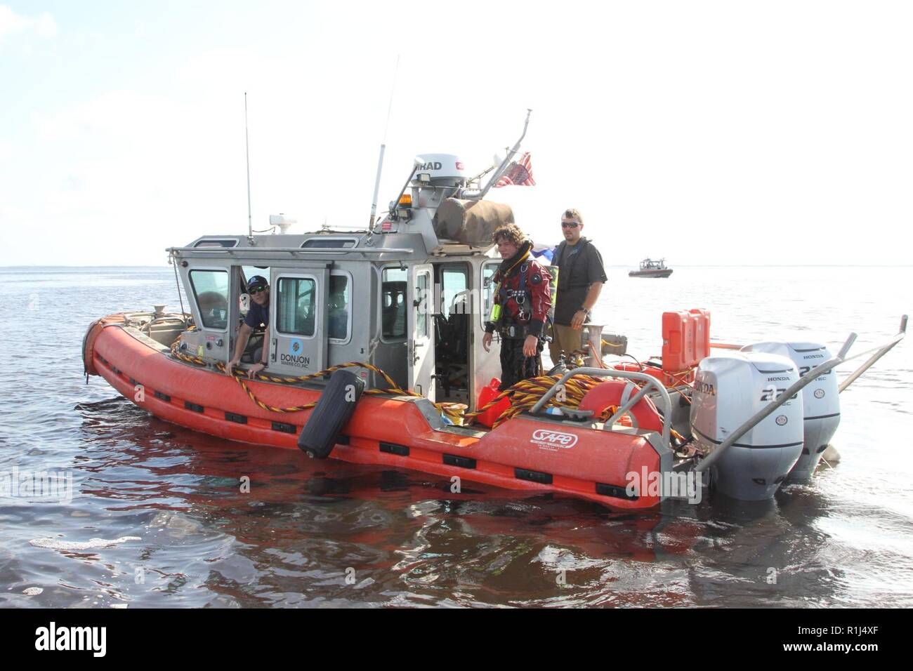 Hurricane Florence made landfall on Sept. 14, 2018 and the U.S. Army Corps of Engineers Wilmington District began assessments of impacted federal ports in NC, Sept. 17, 2018. As part of its assessment, divers from Donjon Marine Company deployed to the area of the Snows Marsh Channel with the Octopus survey system collecting images in the Cape Fear River and identified several large obstructions that were previous detected by Corps survey crews, as large rocks. USACE and Donjon Marine continues with multi-beam and side scan surveying of other identified targets for possible identification and a Stock Photo