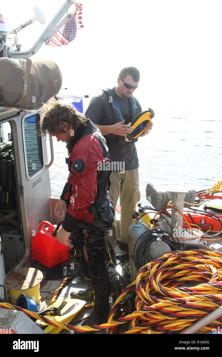 Hurricane Florence made landfall on Sept. 14, 2018 and the U.S. Army Corps of Engineers Wilmington District began assessments of impacted federal ports in NC, Sept. 17, 2018. As part of its assessment, divers from Donjon Marine Company deployed to the area of the Snows Marsh Channel with the Octopus survey system collecting images in the Cape Fear River and identified several large obstructions that were previous detected by Corps survey crews, as large rocks. USACE and Donjon Marine continues with multi-beam and side scan surveying of other identified targets for possible identification and a Stock Photo