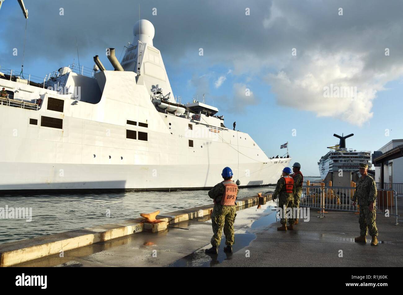 KEY WEST, Florida (Oct. 5, 2018) HNLMS Friesland (P842), a Holland-class offshore patrol vessel operated by the Royal Netherlands Navy, moors at Naval Air Station Key West's Mole Pier. NAS Key West is a state-of-the-art facility for air-to-air combat fighter aircraft of all military services and provides world-class pierside support to U.S. and foreign naval vessels. Stock Photo