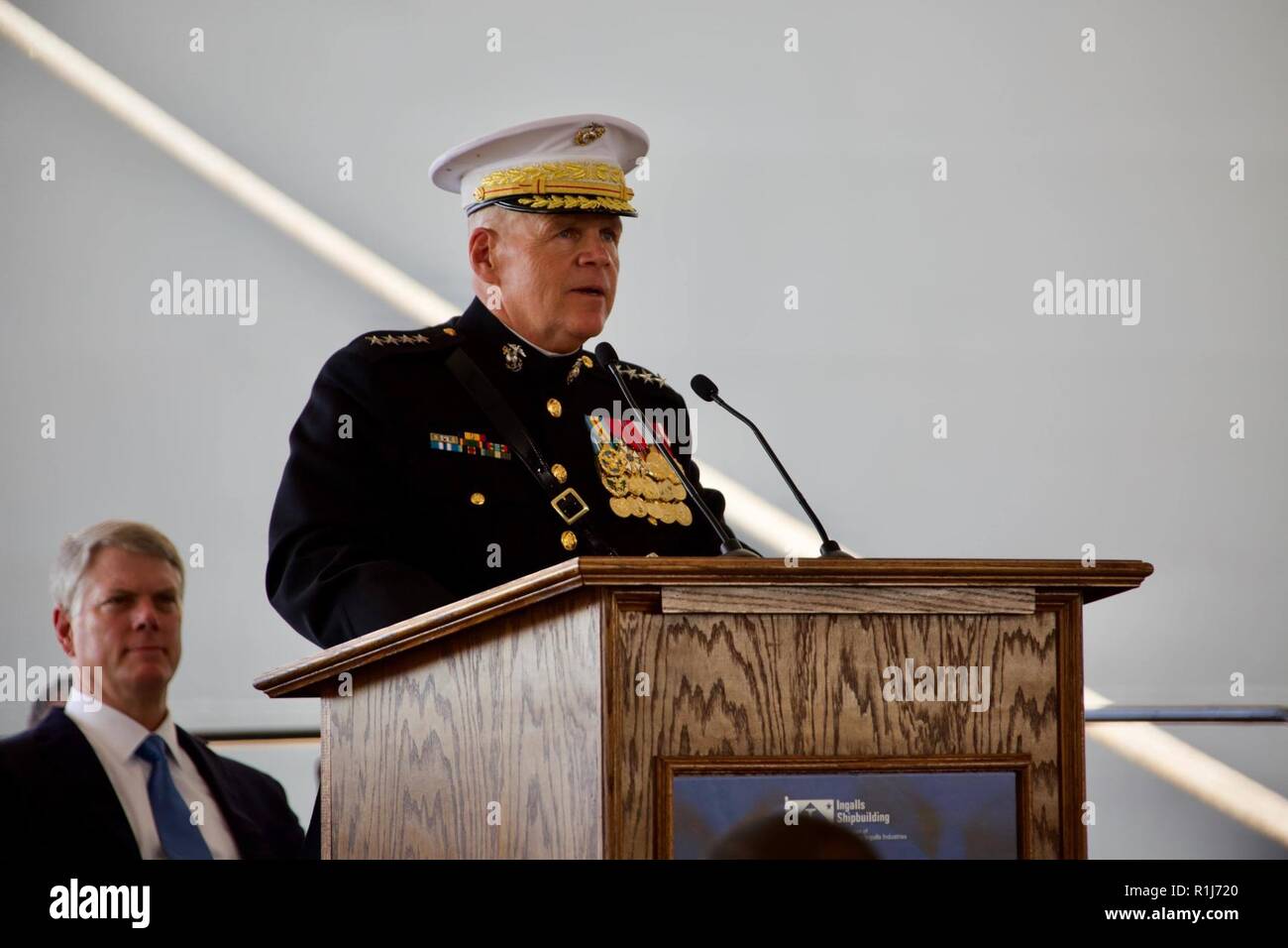 Commandant of the Marine Corps Gen. Robert B. Neller speaks to guests ...