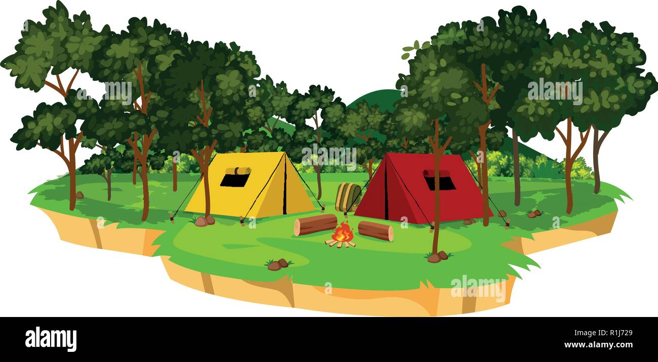 An isolated campsite scene illustration Stock Vector Image & Art - Alamy