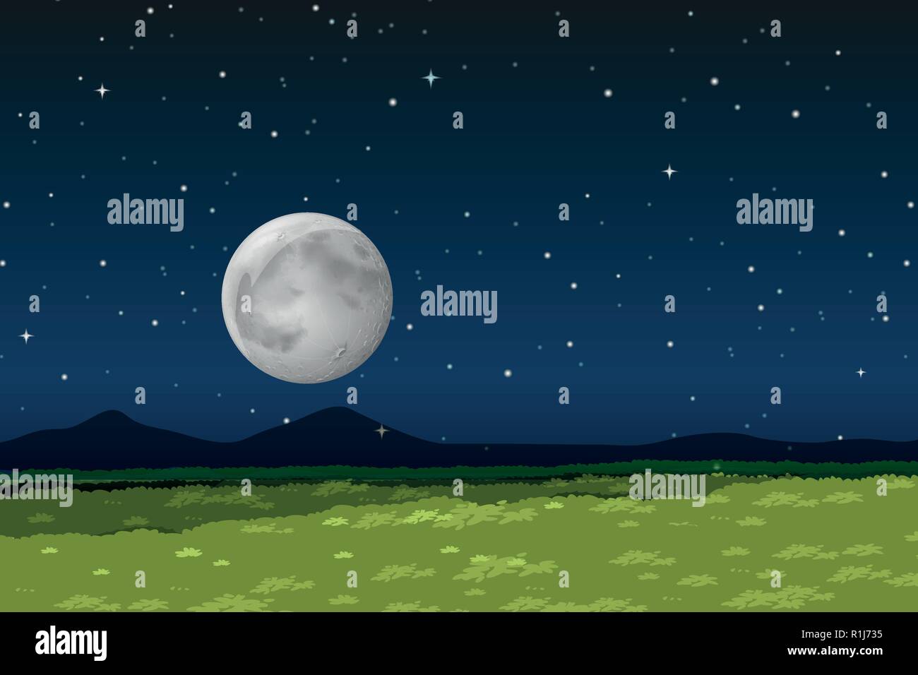Nature landscape at night illustration Stock Vector Image & Art - Alamy