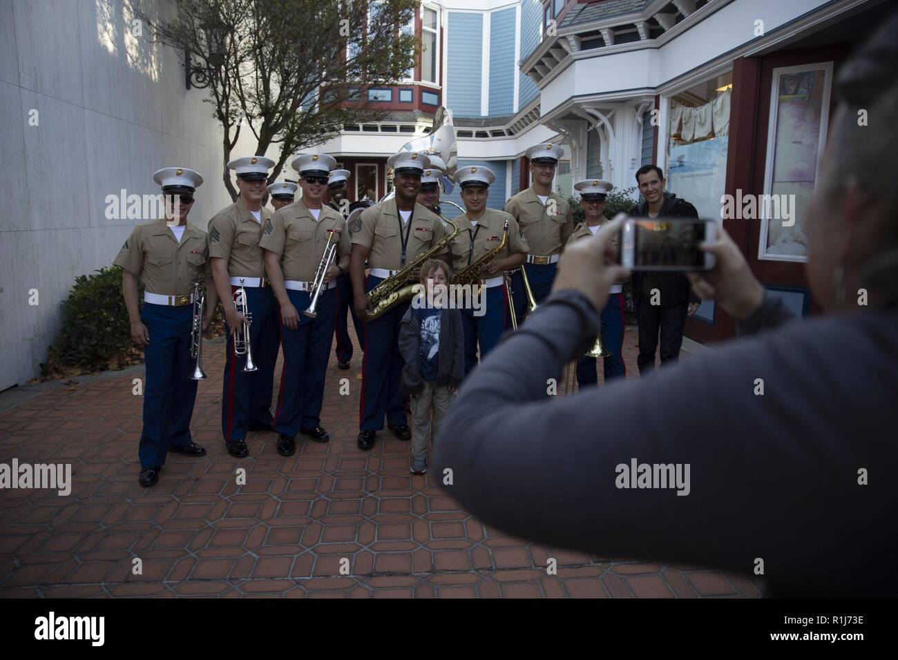 The 1st Marine Division Band Pose For A Photo After - 
