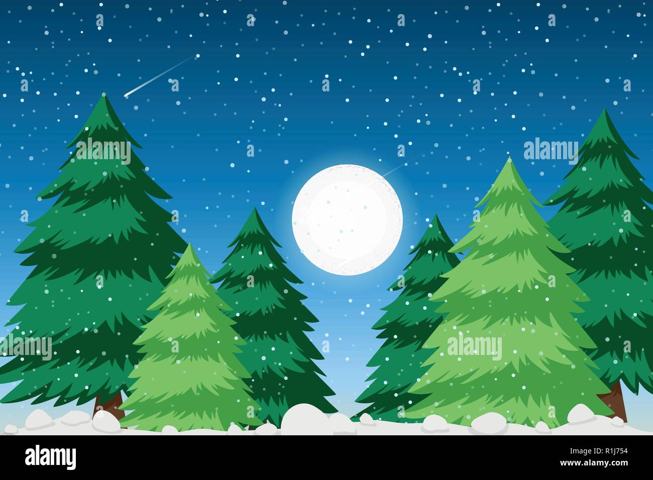 Snow forest background scene illustration Stock Vector Image & Art - Alamy