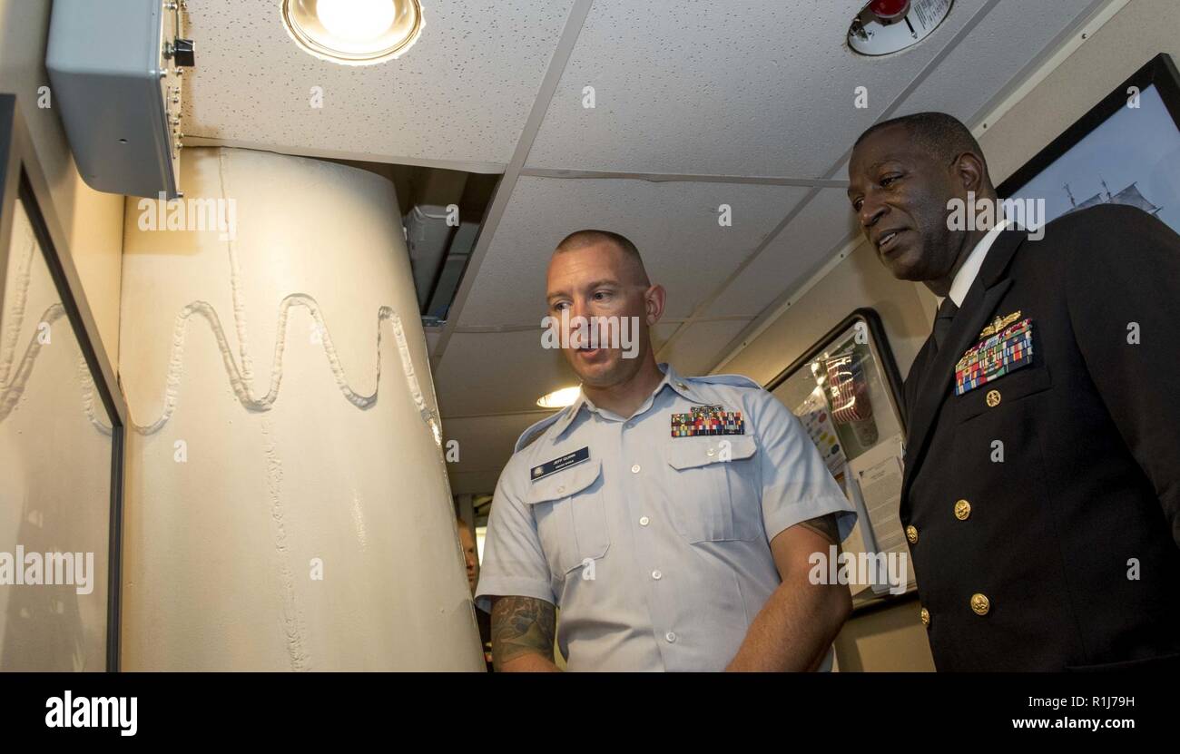 A boatswains mate aboard the coast guard barque eagle hires stock